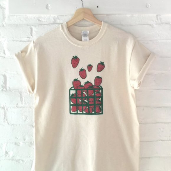 Strawberry Shirt Screen Print T-Shirt Graphic Te